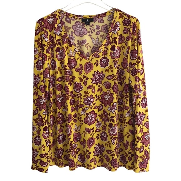 Jason Wu Floral V-Neck Multicolored Women's Long Sleeve Pullover Top Medium - Picture 1 of 9